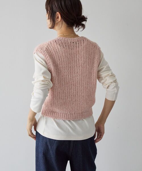 AMERICAN HOLIC（アメリカンホリック）の「【選べる丈】甘編みニットベスト（ベスト・レディース・チャコールグレー/グレイッシュベージュ/サーモンピンク・M/L）」の14枚目の写真