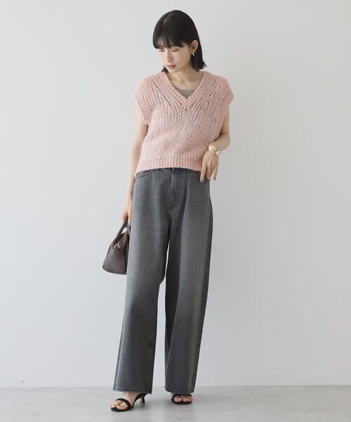 AMERICAN HOLIC（アメリカンホリック）の「【選べる丈】甘編みニットベスト（ベスト・レディース・チャコールグレー/グレイッシュベージュ/サーモンピンク・M/L）」の21枚目の写真