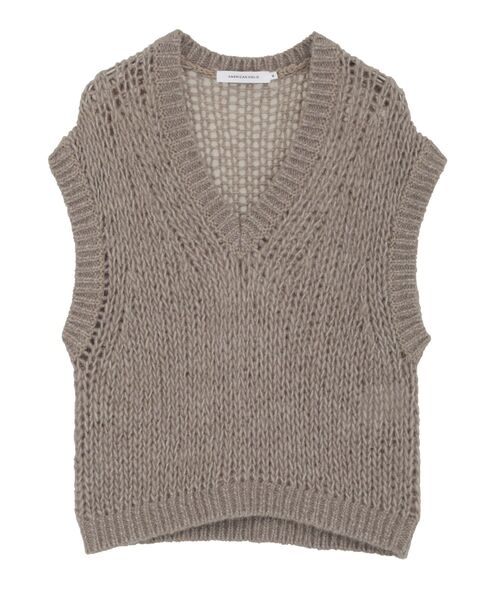 AMERICAN HOLIC（アメリカンホリック）の「【選べる丈】甘編みニットベスト（ベスト・レディース・チャコールグレー/グレイッシュベージュ/サーモンピンク・M/L）」の18枚目の写真