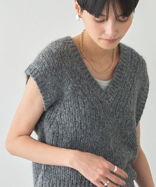 amie ベストグレー！完売品 前後2WAY】レース編みニットベスト[品番：EHEW0049318