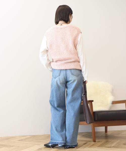 AMERICAN HOLIC（アメリカンホリック）の「【選べる丈】甘編みニットベスト（ベスト・レディース・チャコールグレー/グレイッシュベージュ/サーモンピンク・M/L）」の12枚目の写真