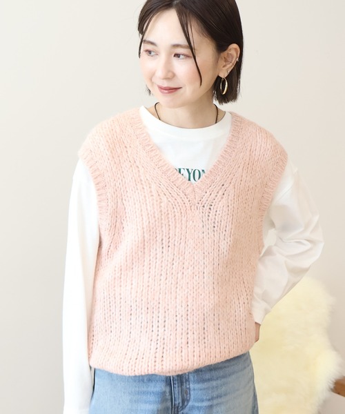ジーフォア ピンク WASHABLE ニットベスト 正規品 ジーフォア ピンク WASHABLE ニットベスト 正規品 ジーフォア ピンク