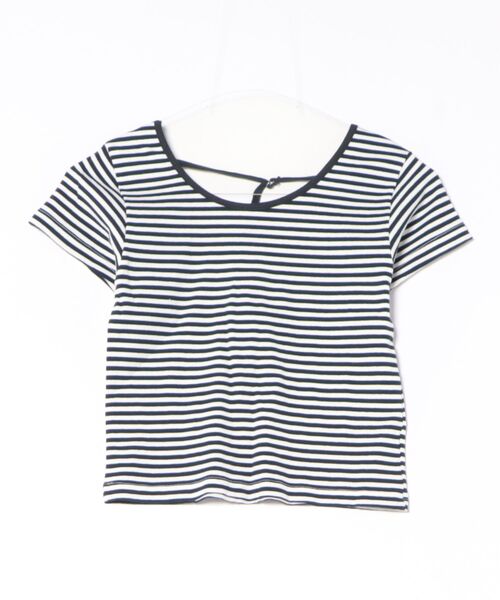 relac(レーラック)の「バックオープン ボーダー柄 半袖Tシャツ(Tシャツ/カットソー・レディース・ブラック/ピンク/ネイビー・FREE)」の2枚目の写真