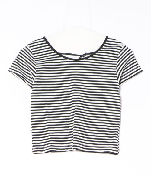 relac(レーラック)の「バックオープン ボーダー柄 半袖Tシャツ(Tシャツ/カットソー・レディース・ブラック/ピンク/ネイビー・FREE)」の1枚目の写真