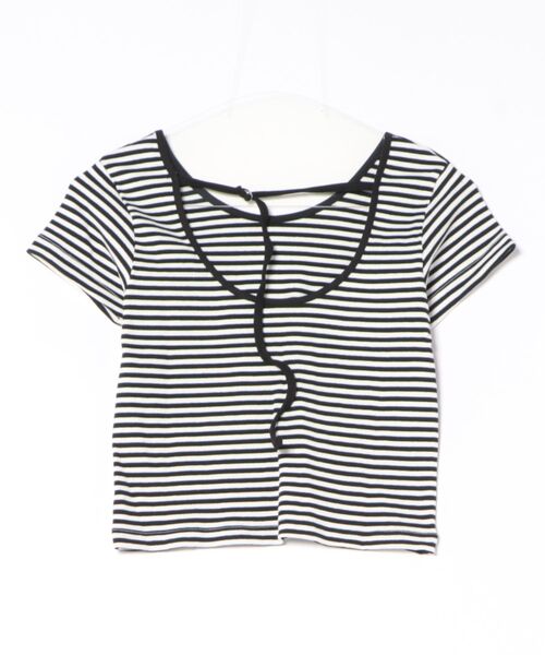 relac(レーラック)の「バックオープン ボーダー柄 半袖Tシャツ(Tシャツ/カットソー・レディース・ブラック/ピンク/ネイビー・FREE)」の4枚目の写真