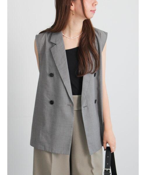 テチチ　フリル　ジレ LASUD｜チュールフリルジレ(olive) | Rakuten Fashion(楽天