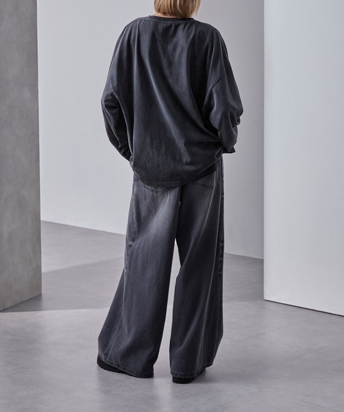 Loose/ルース（ルース）の「スプレー加工 ヴィンテージ ルーズロンT（Tシャツ/カットソー・メンズ・ワインレッド/ホワイト/ブラック/ネイビー系・S/L/M）」の5枚目の写真