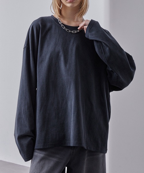 Loose/ルース（ルース）の「スプレー加工 ヴィンテージ ルーズロンT（Tシャツ/カットソー・メンズ・ワインレッド/ホワイト/ブラック/ネイビー系・S/L/M）」の7枚目の写真