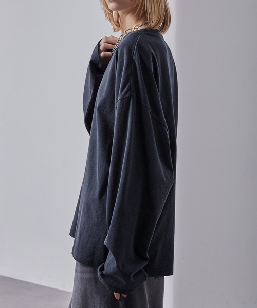 Loose/ルース（ルース）の「スプレー加工 ヴィンテージ ルーズロンT（Tシャツ/カットソー・メンズ・ワインレッド/ホワイト/ブラック/ネイビー系・S/L/M）」の8枚目の写真