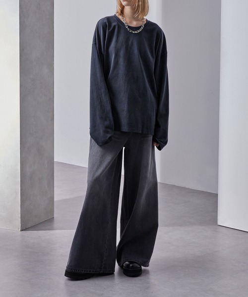 Loose/ルース（ルース）の「スプレー加工 ヴィンテージ ルーズロンT（Tシャツ/カットソー・メンズ・ワインレッド/ホワイト/ブラック/ネイビー系・S/L/M）」の10枚目の写真