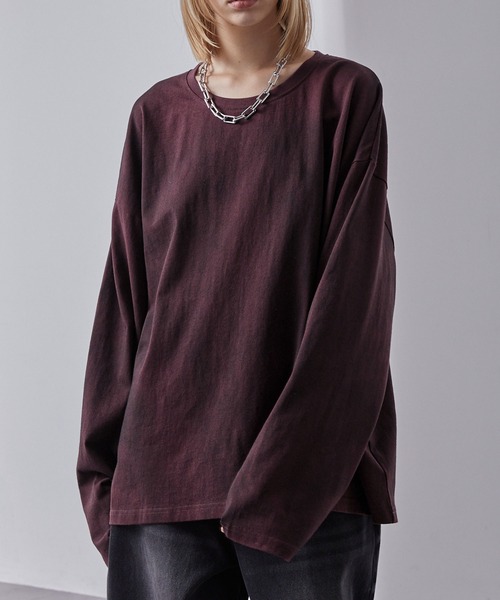 Loose/ルース（ルース）の「スプレー加工 ヴィンテージ ルーズロンT（Tシャツ/カットソー・メンズ・ワインレッド/ホワイト/ブラック/ネイビー系・S/L/M）」の14枚目の写真