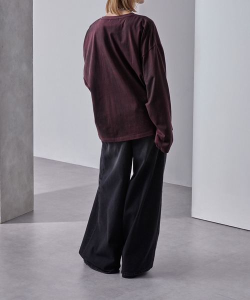 Loose/ルース（ルース）の「スプレー加工 ヴィンテージ ルーズロンT（Tシャツ/カットソー・メンズ・ワインレッド/ホワイト/ブラック/ネイビー系・S/L/M）」の21枚目の写真