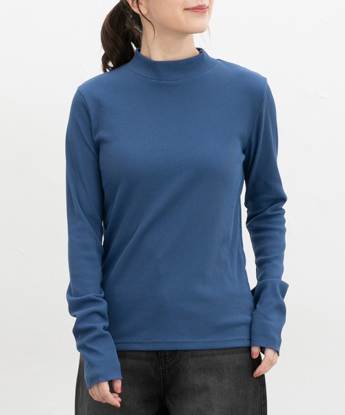 Honeys(ハニーズ)の「袖シャーリングハイネック(Tシャツ/カットソー・レディース・イエロー/ブラック/グレイッシュベージュ/ブルー/オフホワイト・M/L/S/LL)」の4枚目の写真
