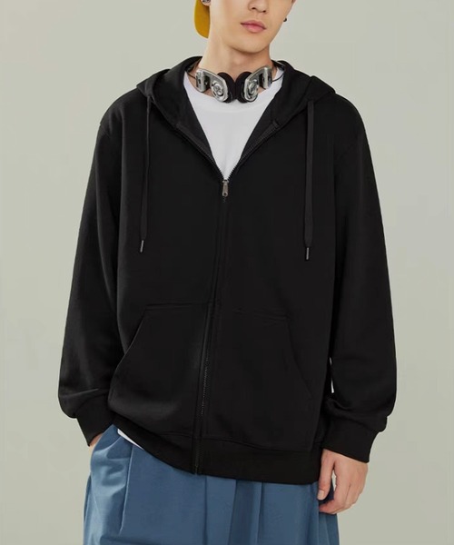 TOBEE（トゥビー）の「【TOBEE】リラックスフィット ジップアップ パーカー フーディー 無地 長袖（パーカー・メンズ・ネイビー/ダークグレー/ホワイト/グレー/ブラック・X-LARGE/LARGE/MEDIUM）」の3枚目の写真