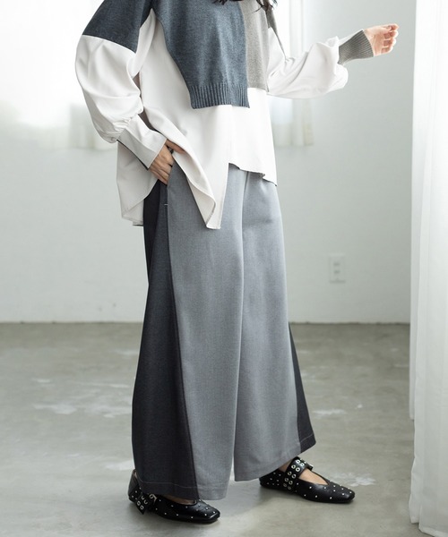 OSMOSIS(オズモーシス)の「バイカラーワイドパンツ(その他パンツ・レディース・ネイビー/ブルー/グレー・ONE SIZE)」の3枚目の写真