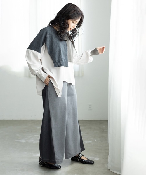 OSMOSIS(オズモーシス)の「バイカラーワイドパンツ(その他パンツ・レディース・ネイビー/ブルー/グレー・ONE SIZE)」の22枚目の写真