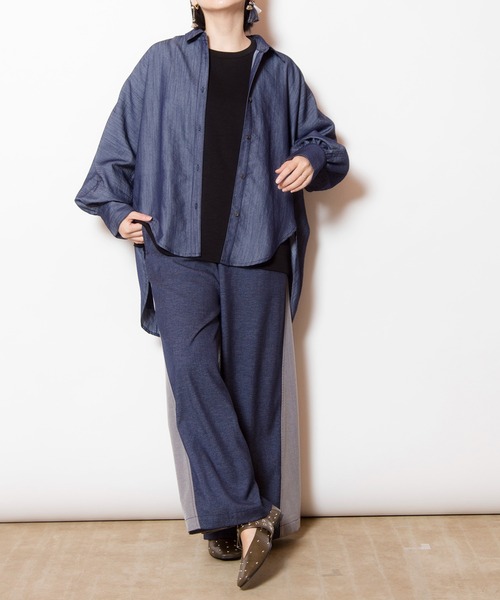 OSMOSIS(オズモーシス)の「バイカラーワイドパンツ(その他パンツ・レディース・ネイビー/ブルー/グレー・ONE SIZE)」の4枚目の写真