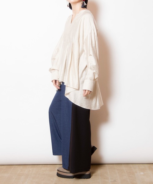 OSMOSIS(オズモーシス)の「バイカラーワイドパンツ(その他パンツ・レディース・ネイビー/ブルー/グレー・ONE SIZE)」の6枚目の写真