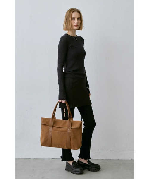 スエードフラップトートバッグ / A4サイズ、PC（14inch）収納可能 / 大