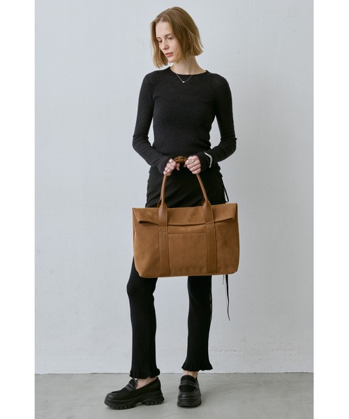 スエードフラップトートバッグ / A4サイズ、PC（14inch）収納可能 / 大