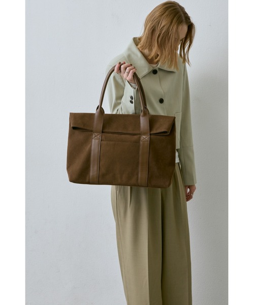スエードフラップトートバッグ / A4サイズ、PC（14inch）収納可能 / 大
