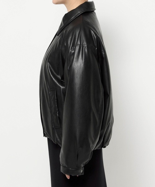 LOWRYS FARM（ローリーズファーム）の「ナカワタレザーブルゾン　571557（ブルゾン・レディース・ブラック/バーガンディー・FREE）」の4枚目の写真