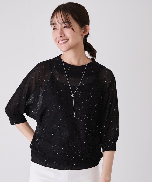 Jayro(ジャイロ)の「スパンコールヤーンドルマンニット(ニット/セーター・レディース・ホワイト系その他/ライトグリーン/サックスブルー/ブラック・M)」の5枚目の写真