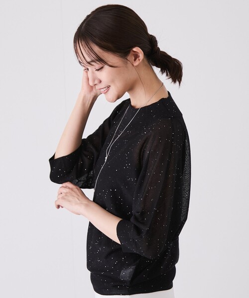 Jayro(ジャイロ)の「スパンコールヤーンドルマンニット(ニット/セーター・レディース・ホワイト系その他/ライトグリーン/サックスブルー/ブラック・M)」の6枚目の写真