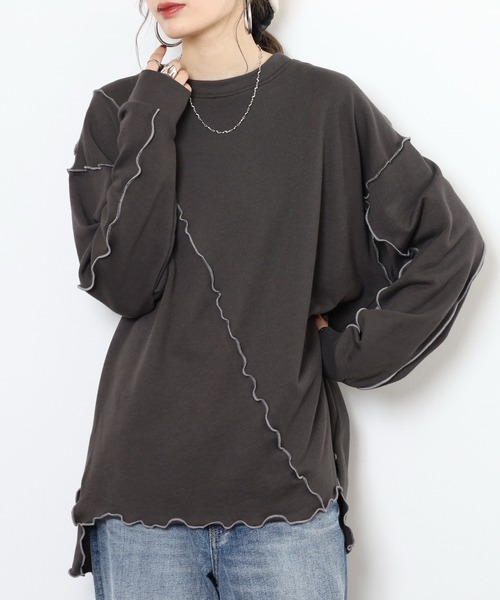 myke(ミーカ)の「myke TC裏毛メロースウェット(スウェット・レディース・カーキ/杢グレー/ブルー/チャコール・M)」の10枚目の写真