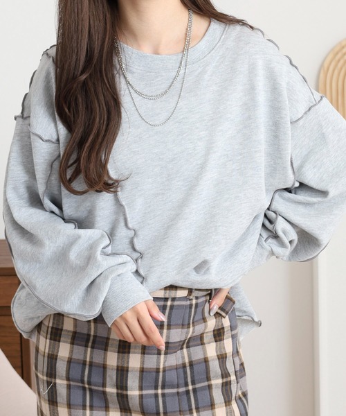 myke(ミーカ)の「myke TC裏毛メロースウェット(スウェット・レディース・カーキ/杢グレー/ブルー/チャコール・M)」の6枚目の写真