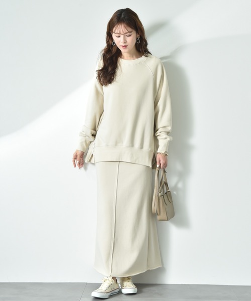 INTERPLANET（インタープラネット）の「【CLOCHE】サイドＺＩＰデザイン裏起毛プルオーバー（スウェット・レディース・アイボリー/イエロー/グレー・FREE）」の4枚目の写真