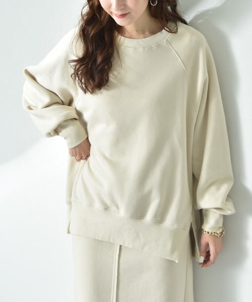 INTERPLANET（インタープラネット）の「【CLOCHE】サイドＺＩＰデザイン裏起毛プルオーバー（スウェット・レディース・アイボリー/イエロー/グレー・FREE）」の11枚目の写真