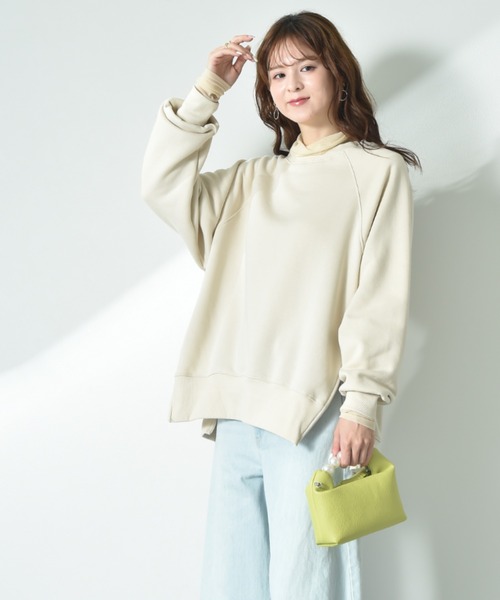 INTERPLANET（インタープラネット）の「【CLOCHE】サイドＺＩＰデザイン裏起毛プルオーバー（スウェット・レディース・アイボリー/イエロー/グレー・FREE）」の21枚目の写真