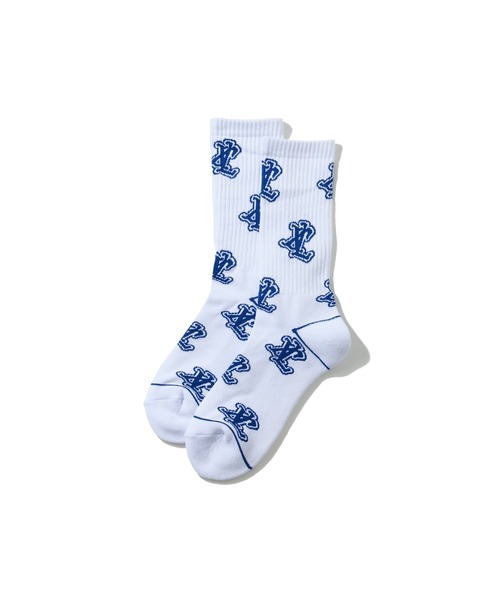 XLARGE(エクストララージ)の「ALLOVER LOGO SOCKS(ソックス/靴下・メンズ・ブルー/ブラック/ホワイト・ONE SIZE)」の2枚目の写真