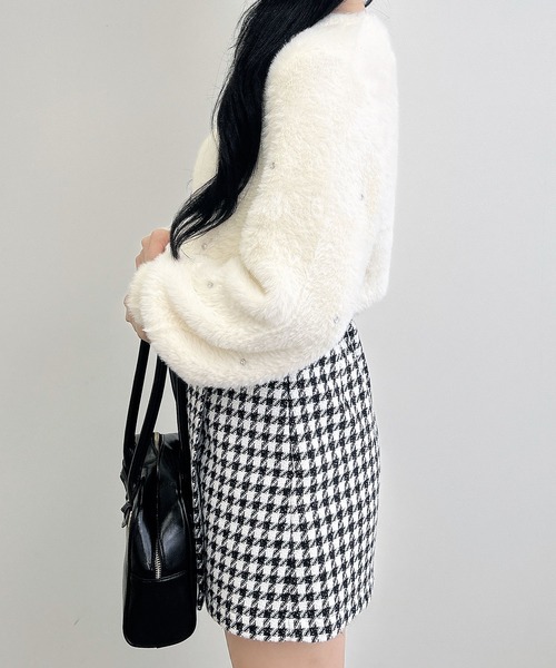 INGNI（イング）の「ビジュー付フェザーニット（ニット/セーター・レディース・ピンク/ボルドー/ブラック/オフホワイト/グレー・M）」の15枚目の写真