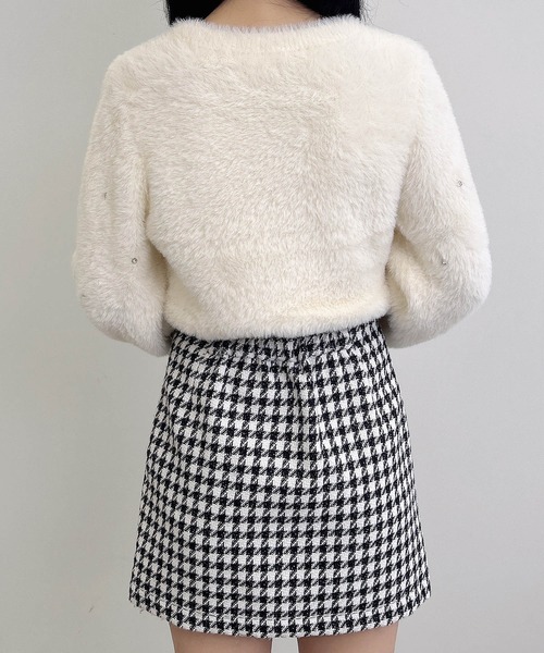 INGNI（イング）の「ビジュー付フェザーニット（ニット/セーター・レディース・ピンク/ボルドー/ブラック/オフホワイト/グレー・M）」の16枚目の写真