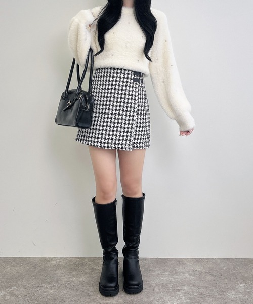 INGNI（イング）の「ビジュー付フェザーニット（ニット/セーター・レディース・ピンク/ボルドー/ブラック/オフホワイト/グレー・M）」の18枚目の写真