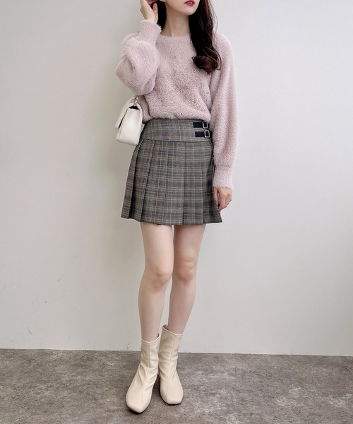 INGNI（イング）の「ビジュー付フェザーニット（ニット/セーター・レディース・ピンク/ボルドー/ブラック/オフホワイト/グレー・M）」の6枚目の写真