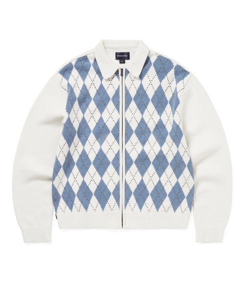thisisneverthat（ディスイズネバーザット）の「Argyle Zip Knit Cardigan（カーディガン/ボレロ・メンズ・ブラック/ホワイト/ブラウン・XL/S/M/L）」の2枚目の写真
