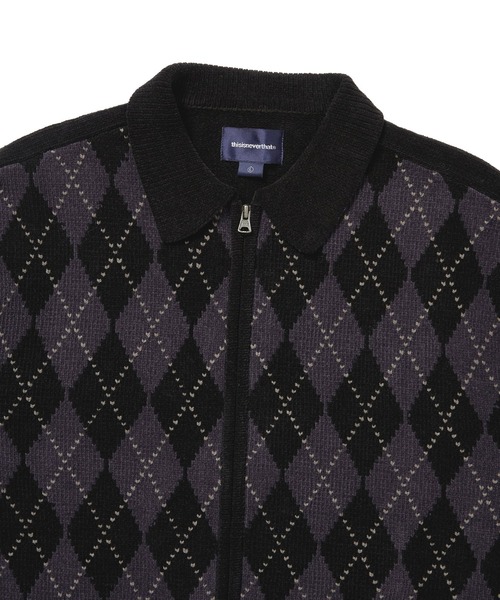 thisisneverthat（ディスイズネバーザット）の「Argyle Zip Knit Cardigan（カーディガン/ボレロ・メンズ・ブラック/ホワイト/ブラウン・XL/S/M/L）」の6枚目の写真