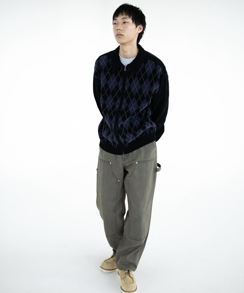 thisisneverthat（ディスイズネバーザット）の「Argyle Zip Knit Cardigan（カーディガン/ボレロ・メンズ・ブラック/ホワイト/ブラウン・XL/S/M/L）」の8枚目の写真