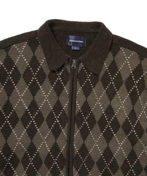 thisisneverthat（ディスイズネバーザット）の「Argyle Zip Knit Cardigan（カーディガン/ボレロ・メンズ・ブラック/ホワイト/ブラウン・XL/S/M/L）」の10枚目の写真