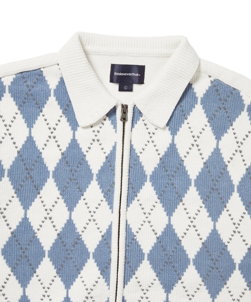 thisisneverthat（ディスイズネバーザット）の「Argyle Zip Knit Cardigan（カーディガン/ボレロ・メンズ・ブラック/ホワイト/ブラウン・XL/S/M/L）」の4枚目の写真