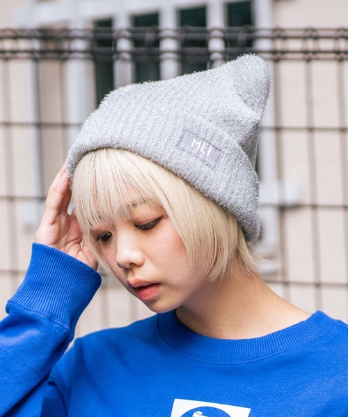 MEI(メイ)の「【MEI/メイ】クマミミニットキャップ(ニットキャップ/ビーニー・メンズ・ブラック/ライトグレー/ピンク・FREE)」の11枚目の写真