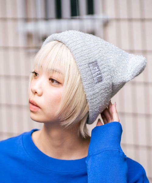 MEI(メイ)の「【MEI/メイ】クマミミニットキャップ(ニットキャップ/ビーニー・メンズ・ブラック/ライトグレー/ピンク・FREE)」の12枚目の写真