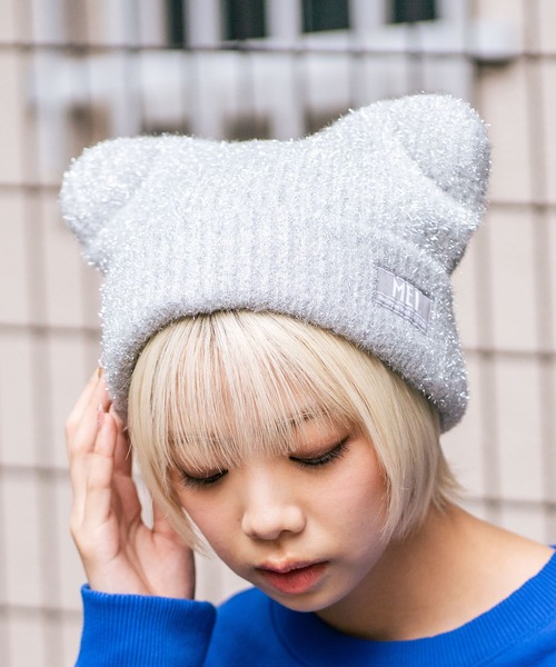 MEI(メイ)の「【MEI/メイ】クマミミニットキャップ(ニットキャップ/ビーニー・メンズ・ブラック/ライトグレー/ピンク・FREE)」の13枚目の写真