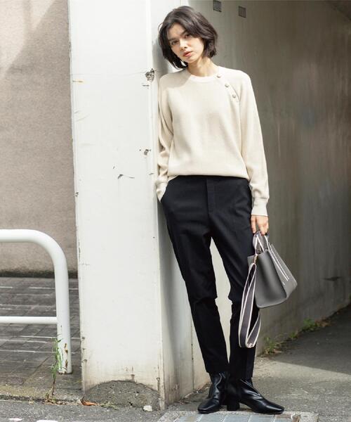 OPAQUE.CLIP（オペークドットクリップ）の「裏起毛ハイストレッチイージーテーパードパンツ【洗濯機OK】（その他パンツ・レディース・ダークグレー/ブラック系/ブラック/オフホワイト・36/38/40/42）」の18枚目の写真