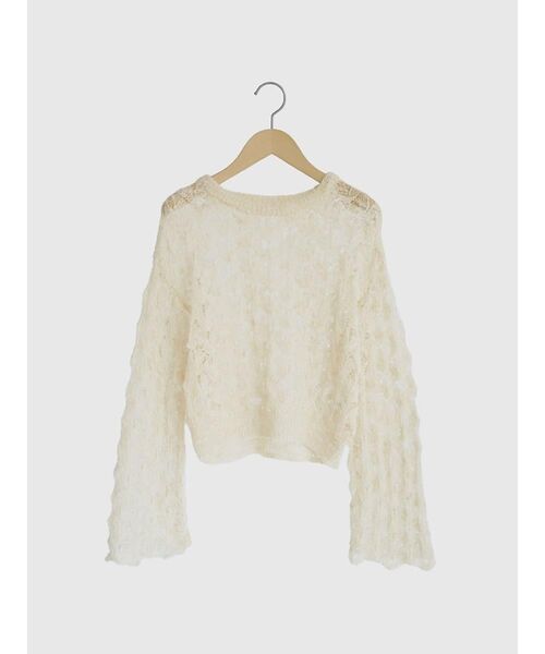 FIKA.(フィーカ)の「Wide sleeve mesh knit pullover(ニット/セーター・レディース・オフホワイト/キャメル・MEDIUM)」の10枚目の写真