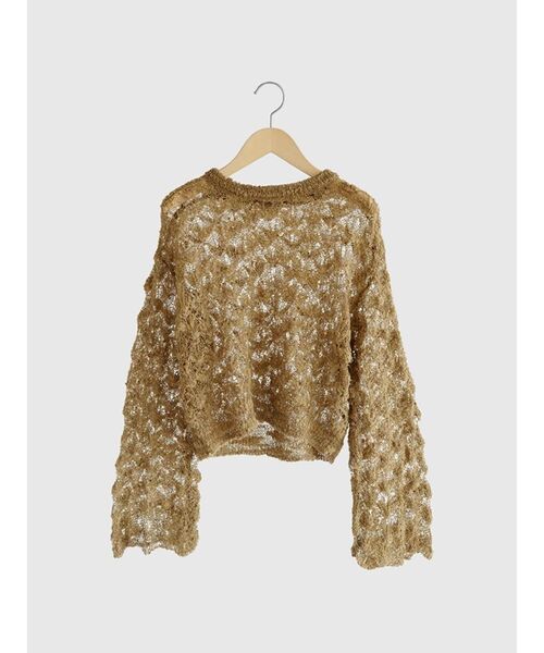 FIKA.(フィーカ)の「Wide sleeve mesh knit pullover(ニット/セーター・レディース・オフホワイト/キャメル・MEDIUM)」の11枚目の写真