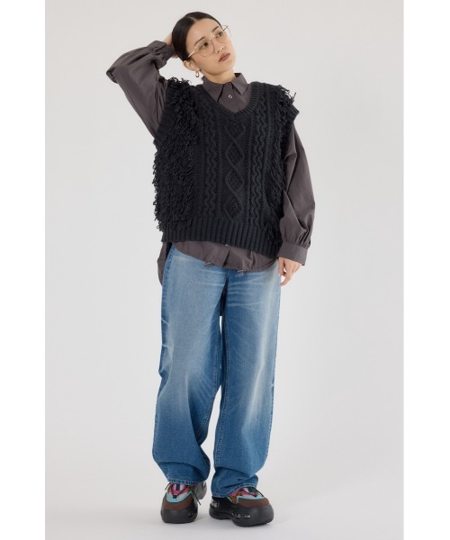 RODEO CROWNS WIDE BOWL（ロデオクラウンズワイドボウル）の「ケーブルニットベスト（ベスト・レディース・グレー/ブラック/アイボリー・FREE）」の12枚目の写真